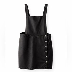 wild fable Black Faux Leather Overall Mini Dress